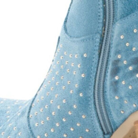 EMANUELE CRASTO Made In Italy Suede Studded Cowboy Boots size 39/8.5US NWB - Picture 5 of 5